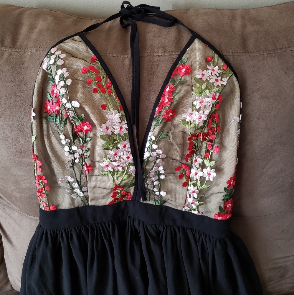 Black floral maxi dress